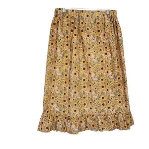Handmade Sunflower Maxi Skirt Sz L Ruffled Country Boho Cottage Summer